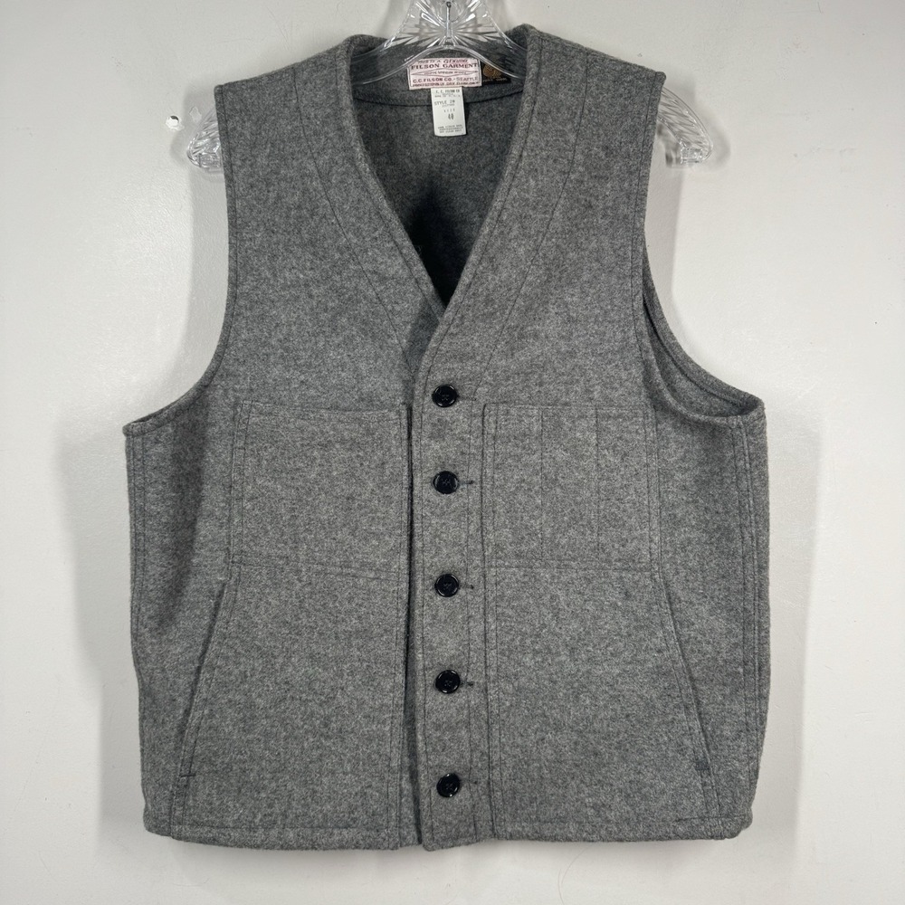 Vintage Filson Brand New W/O Tags Grey Mackinaw Wool Vest Style 20 Size 40